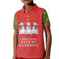Chilling With My Snowmies Christmas Kid Polo Shirt Xmas Holiday Patterns - Wonder Print Shop