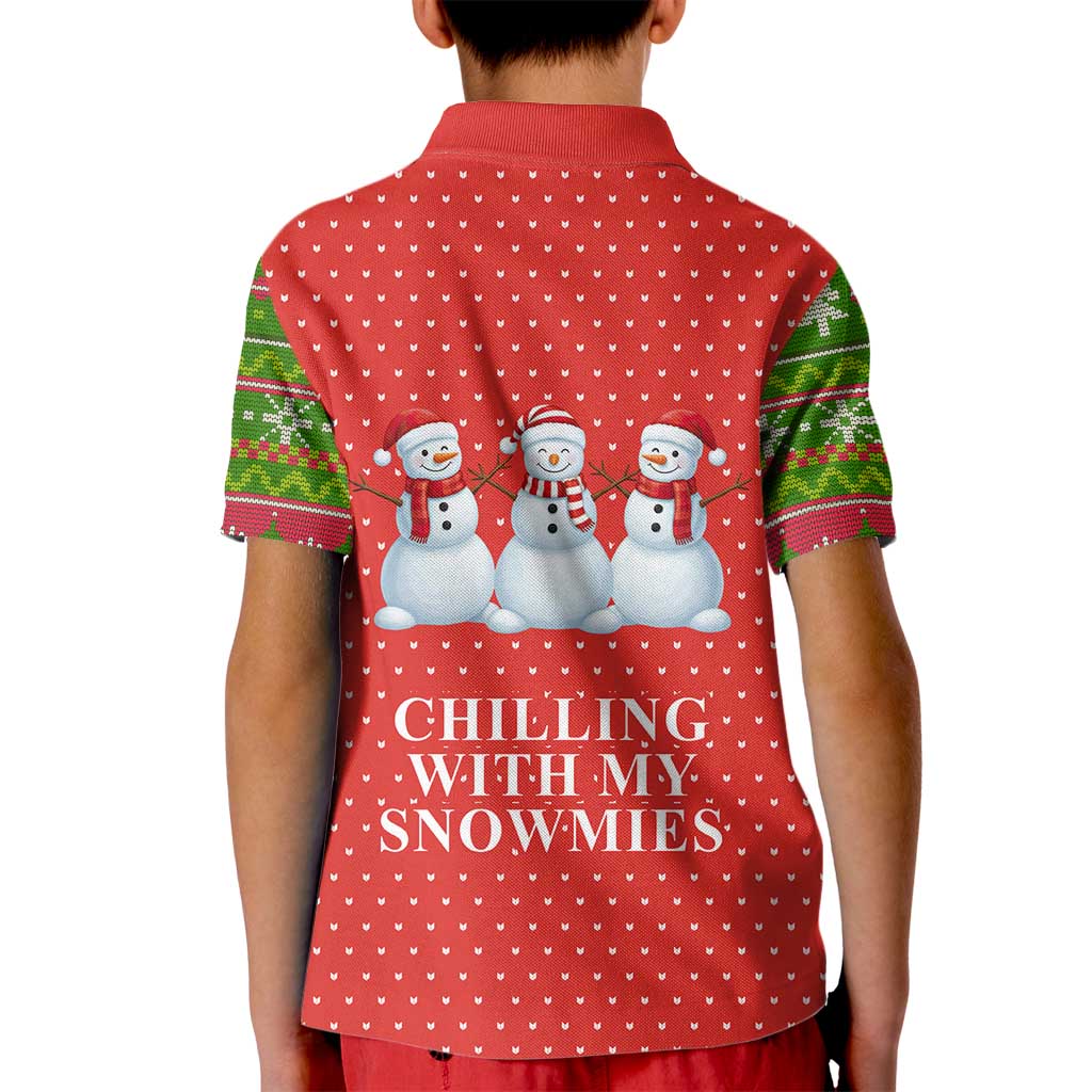 Chilling With My Snowmies Christmas Kid Polo Shirt Xmas Holiday Patterns - Wonder Print Shop