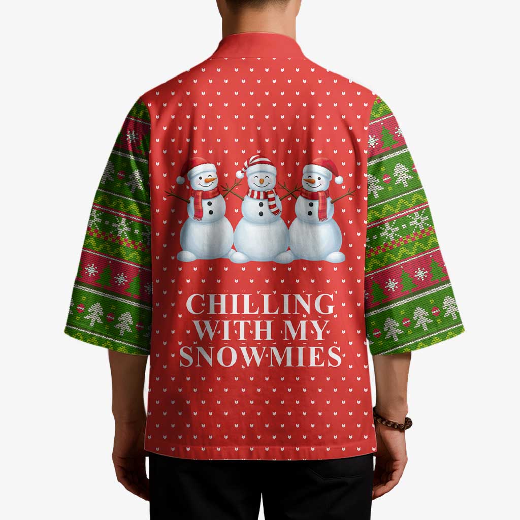 Chilling With My Snowmies Christmas Kimono Xmas Holiday Patterns - Wonder Print Shop