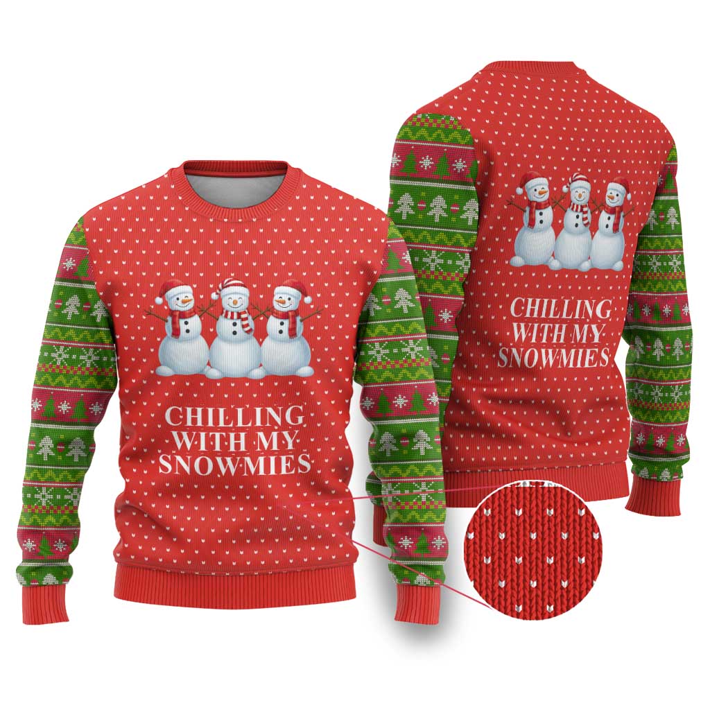 Chilling With My Snowmies Christmas Ugly Christmas Sweater Xmas Holiday Patterns - Wonder Print Shop