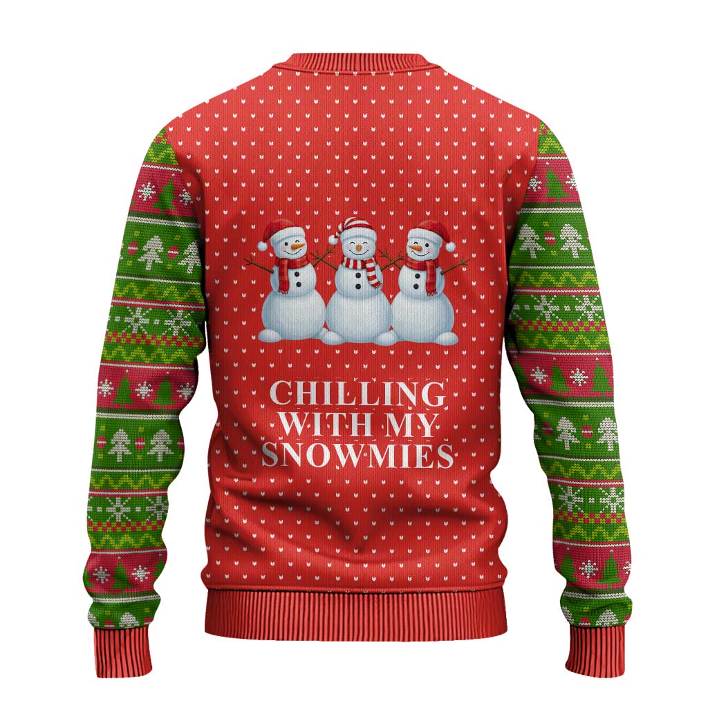 Chilling With My Snowmies Christmas Ugly Christmas Sweater Xmas Holiday Patterns - Wonder Print Shop