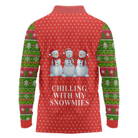 Chilling With My Snowmies Christmas Long Sleeve Polo Shirt Xmas Holiday Patterns - Wonder Print Shop
