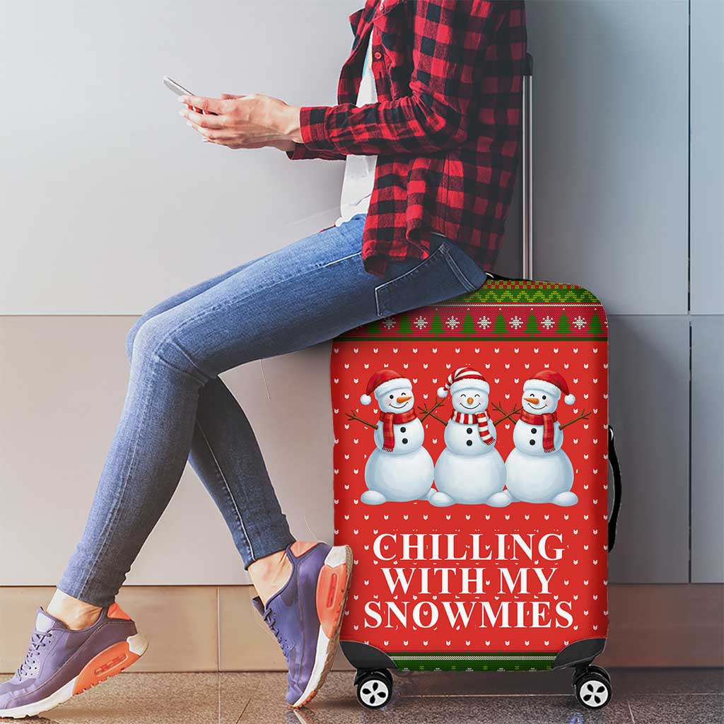Chilling With My Snowmies Christmas Luggage Cover Xmas Holiday Patterns - Wonder Print Shop