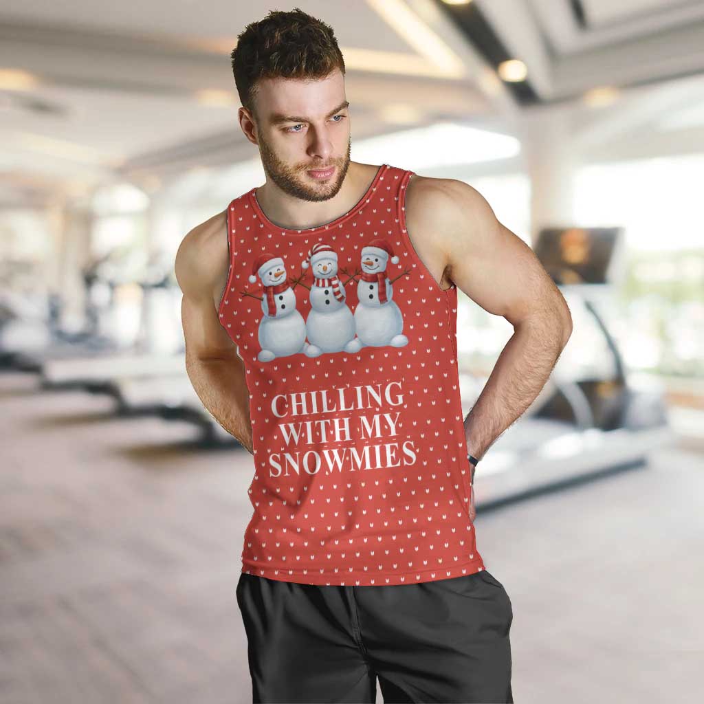 Chilling With My Snowmies Christmas Men Tank Top Xmas Holiday Patterns - Wonder Print Shop