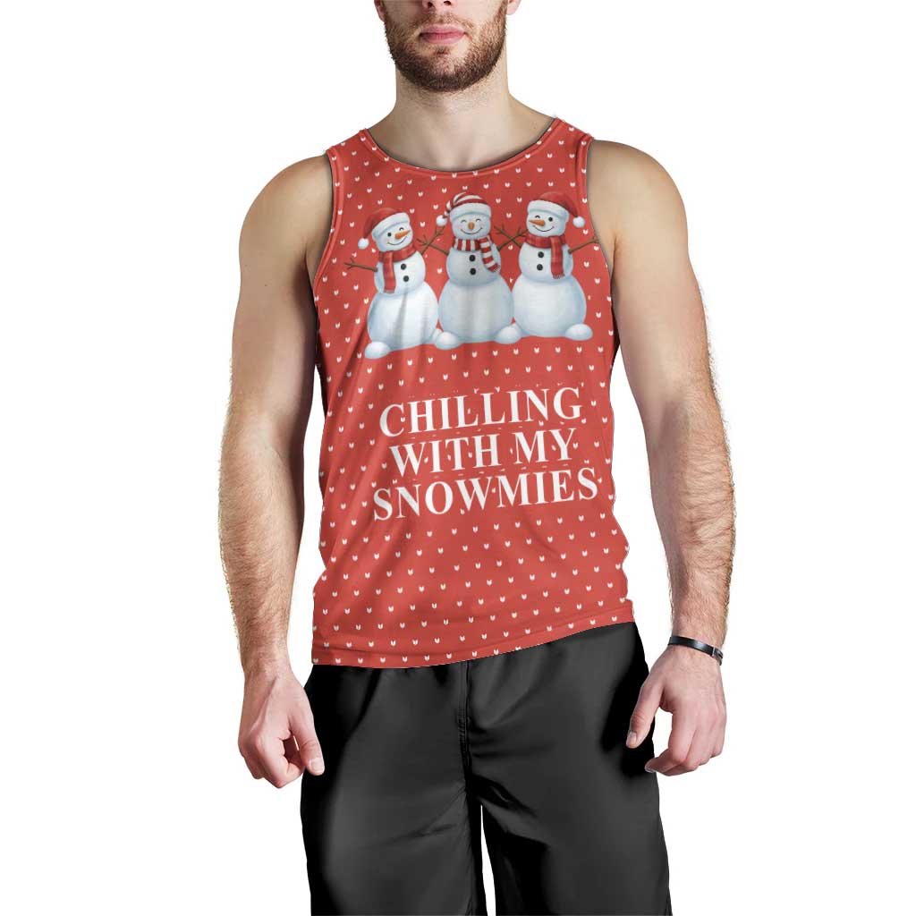 Chilling With My Snowmies Christmas Men Tank Top Xmas Holiday Patterns - Wonder Print Shop