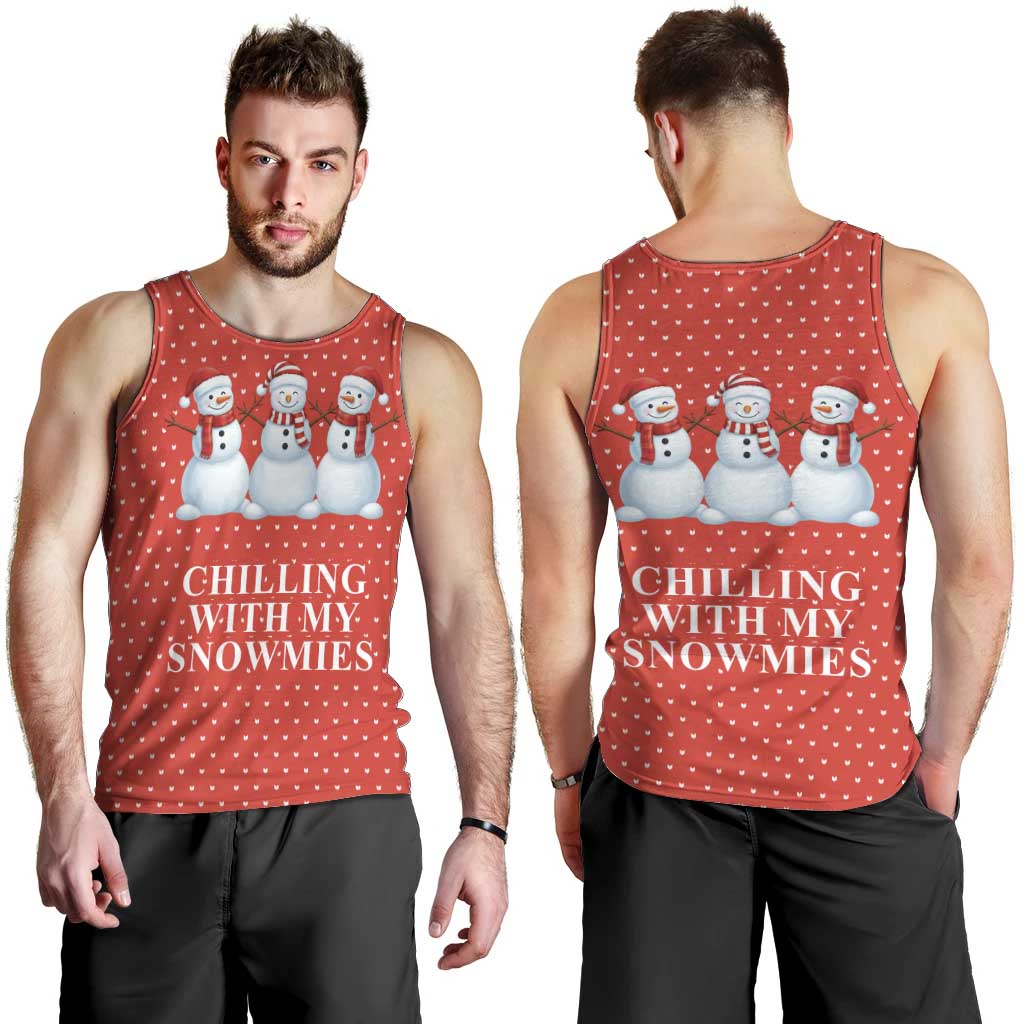 Chilling With My Snowmies Christmas Men Tank Top Xmas Holiday Patterns - Wonder Print Shop