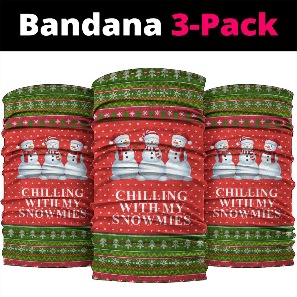 Chilling With My Snowmies Christmas Neck Gaiter Xmas Holiday Patterns - Wonder Print Shop