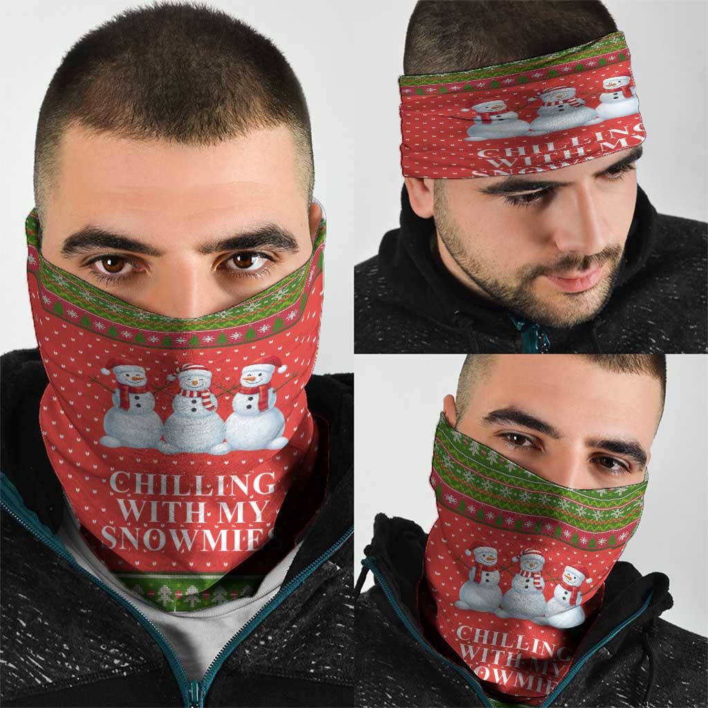 Chilling With My Snowmies Christmas Neck Gaiter Xmas Holiday Patterns - Wonder Print Shop