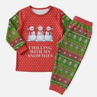Chilling With My Snowmies Christmas Pajama Set Xmas Holiday Patterns - Wonder Print Shop