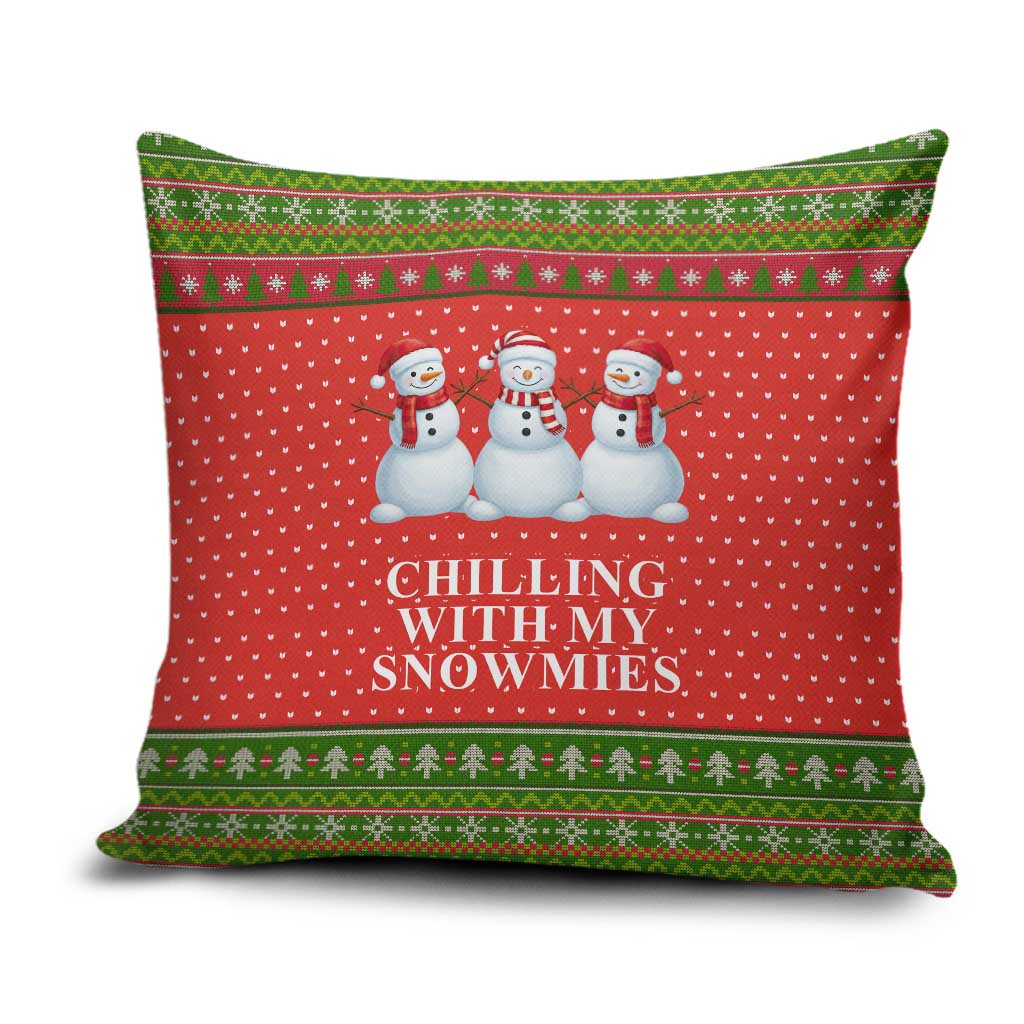 Chilling With My Snowmies Christmas Pillow Cover Xmas Holiday Patterns - Wonder Print Shop