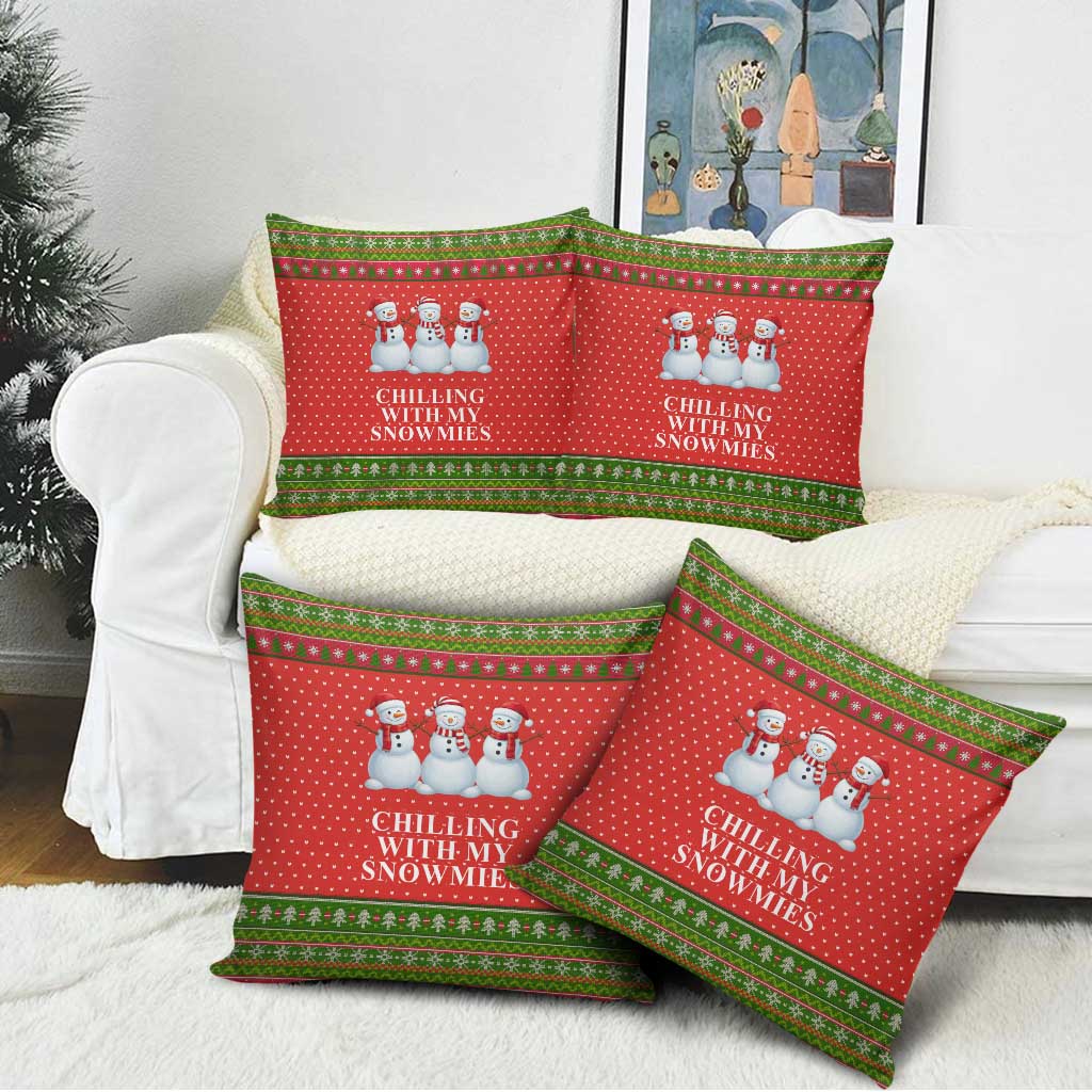 Chilling With My Snowmies Christmas Pillow Cover Xmas Holiday Patterns - Wonder Print Shop