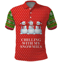 Chilling With My Snowmies Christmas Polo Shirt Xmas Holiday Patterns - Wonder Print Shop