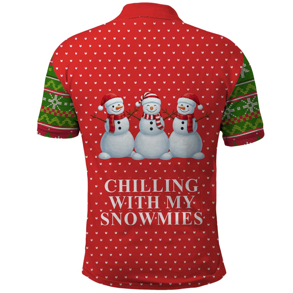Chilling With My Snowmies Christmas Polo Shirt Xmas Holiday Patterns - Wonder Print Shop