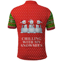 Chilling With My Snowmies Christmas Polo Shirt Xmas Holiday Patterns - Wonder Print Shop