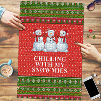 Chilling With My Snowmies Christmas Puzzle Xmas Holiday Patterns - Wonder Print Shop