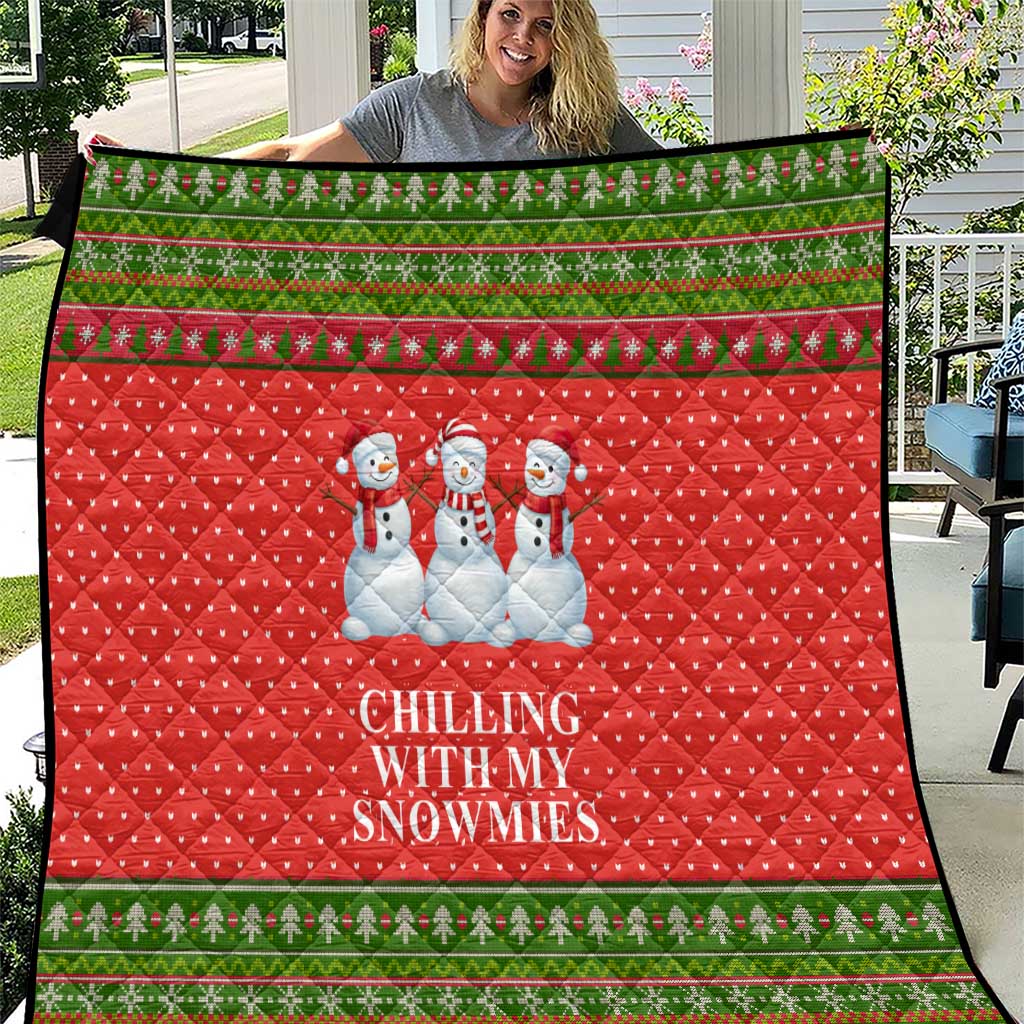 Chilling With My Snowmies Christmas Quilt Xmas Holiday Patterns - Wonder Print Shop