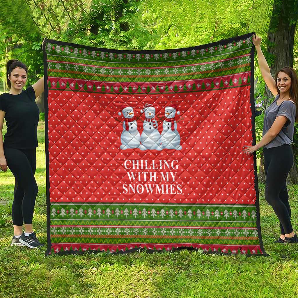 Chilling With My Snowmies Christmas Quilt Xmas Holiday Patterns - Wonder Print Shop