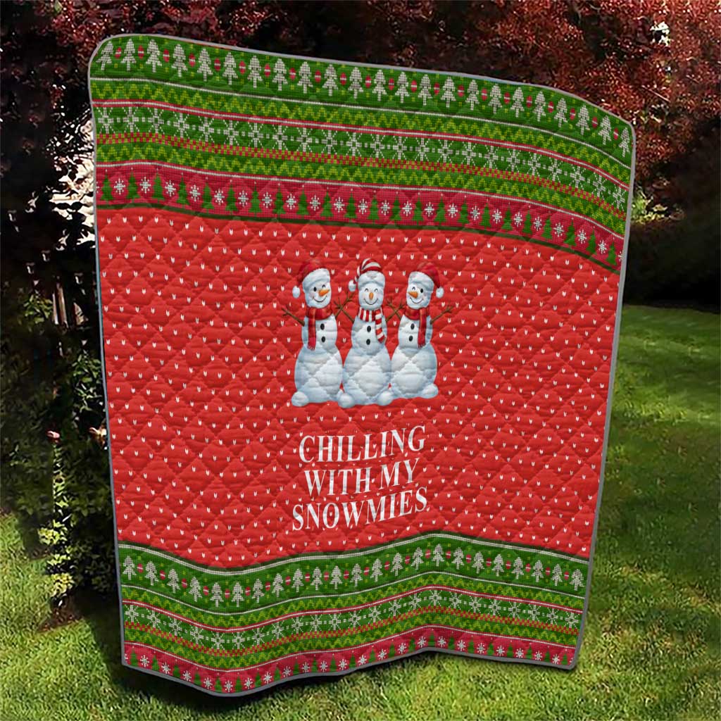 Chilling With My Snowmies Christmas Quilt Xmas Holiday Patterns - Wonder Print Shop