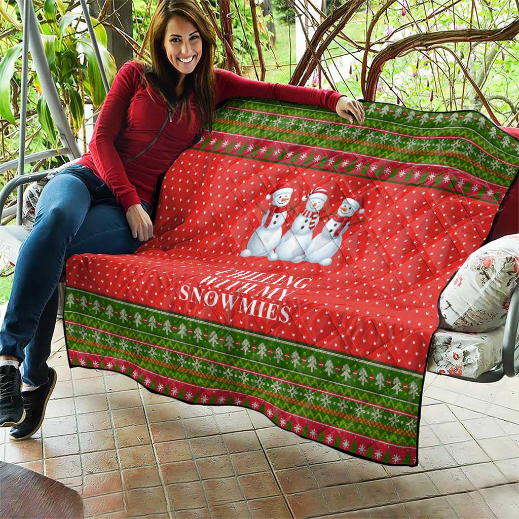 Chilling With My Snowmies Christmas Quilt Xmas Holiday Patterns - Wonder Print Shop