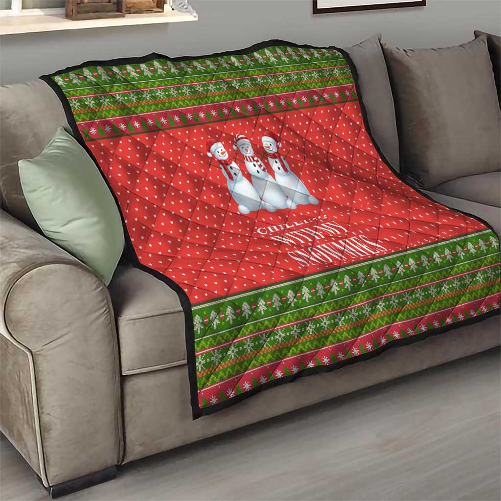 Chilling With My Snowmies Christmas Quilt Xmas Holiday Patterns - Wonder Print Shop