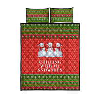 Chilling With My Snowmies Christmas Quilt Bed Set Xmas Holiday Patterns - Wonder Print Shop