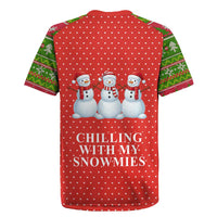 Chilling With My Snowmies Christmas Rugby Jersey Xmas Holiday Patterns - Wonder Print Shop