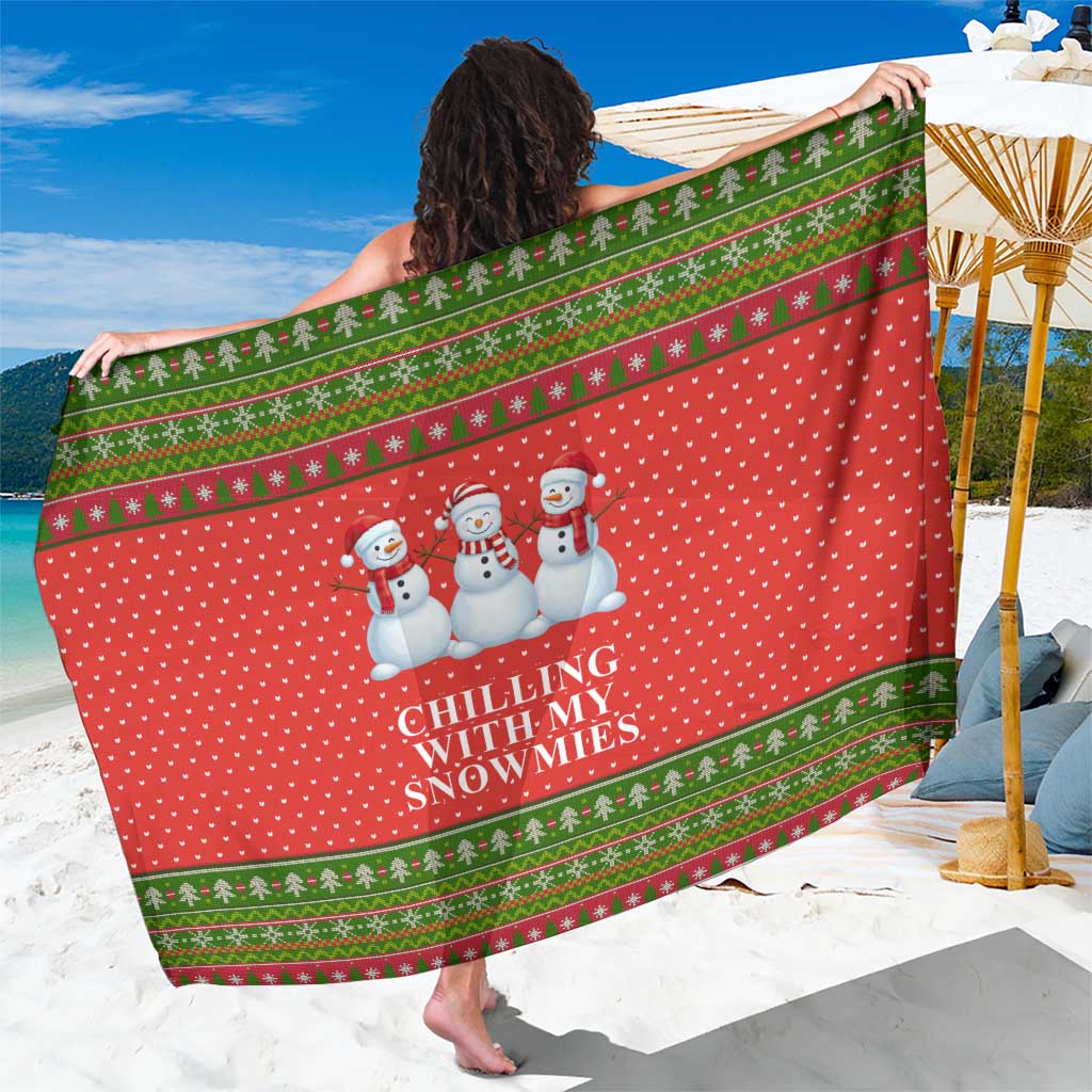 Chilling With My Snowmies Christmas Sarong Xmas Holiday Patterns - Wonder Print Shop