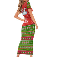 Chilling With My Snowmies Christmas Short Sleeve Bodycon Dress Xmas Holiday Patterns - Wonder Print Shop