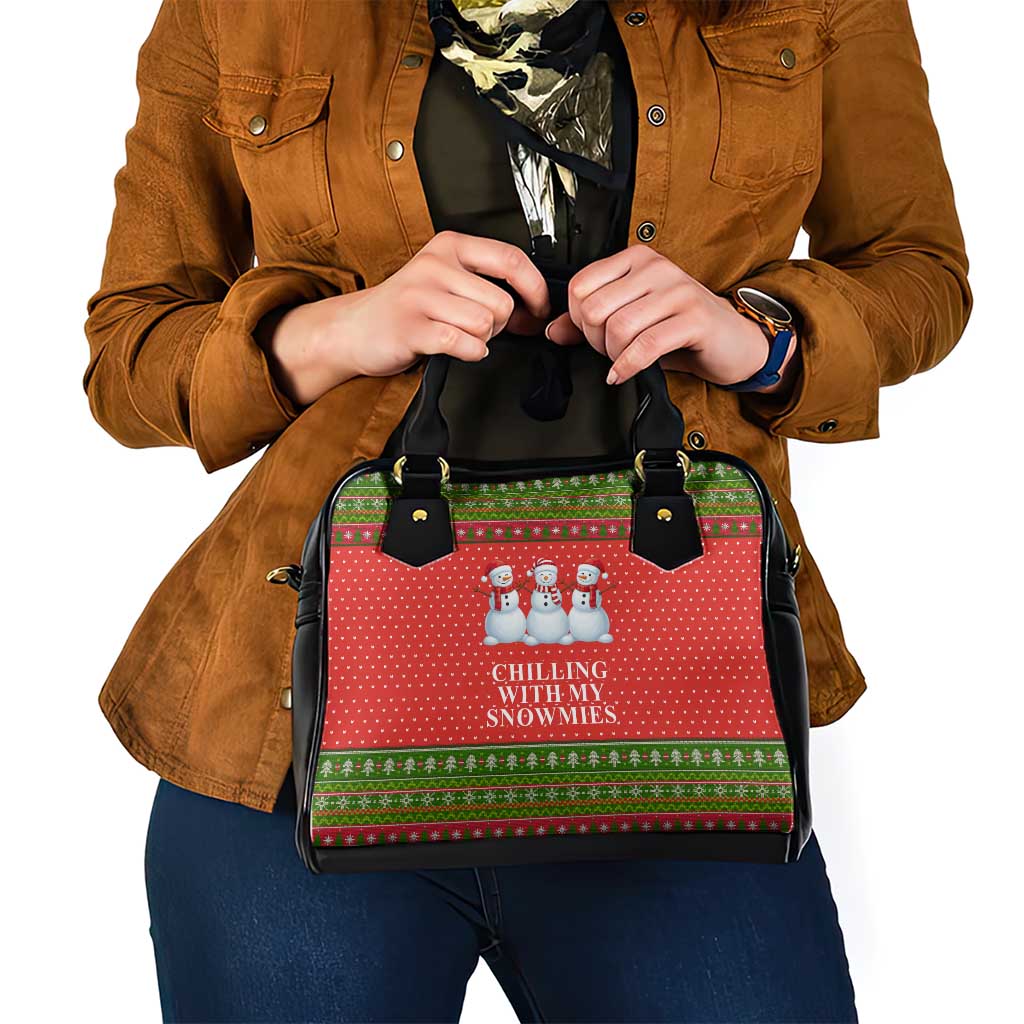 Chilling With My Snowmies Christmas Shoulder Handbag Xmas Holiday Patterns - Wonder Print Shop