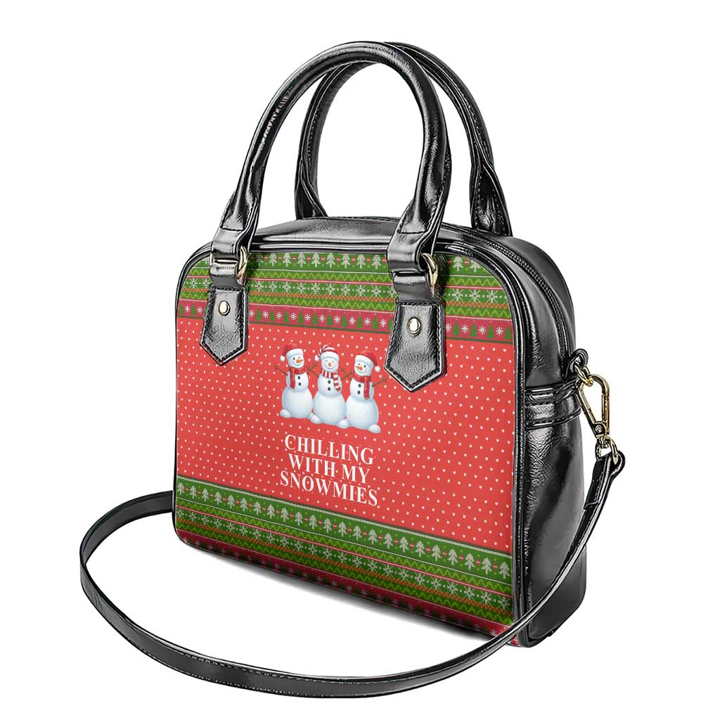 Chilling With My Snowmies Christmas Shoulder Handbag Xmas Holiday Patterns - Wonder Print Shop