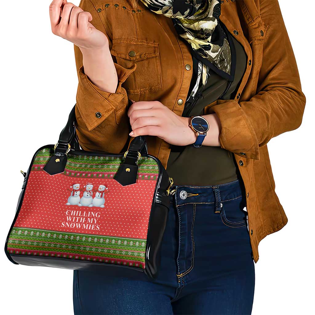 Chilling With My Snowmies Christmas Shoulder Handbag Xmas Holiday Patterns - Wonder Print Shop
