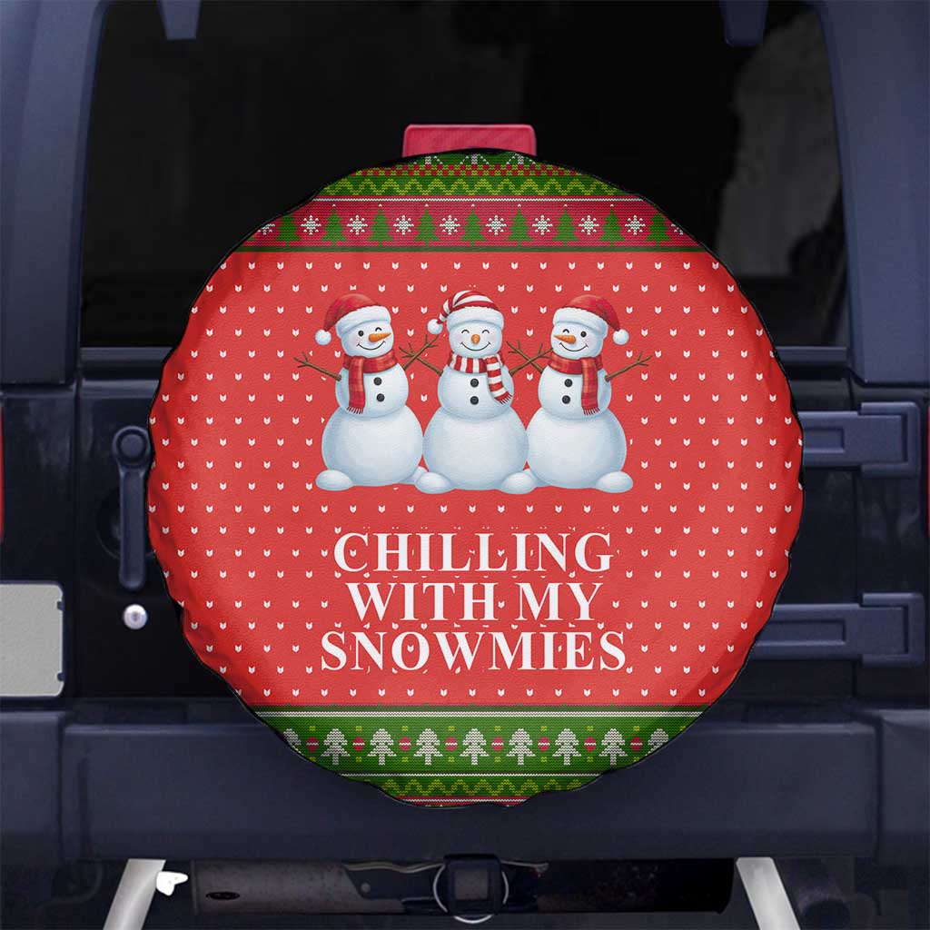 Chilling With My Snowmies Christmas Spare Tire Cover Xmas Holiday Patterns - Wonder Print Shop