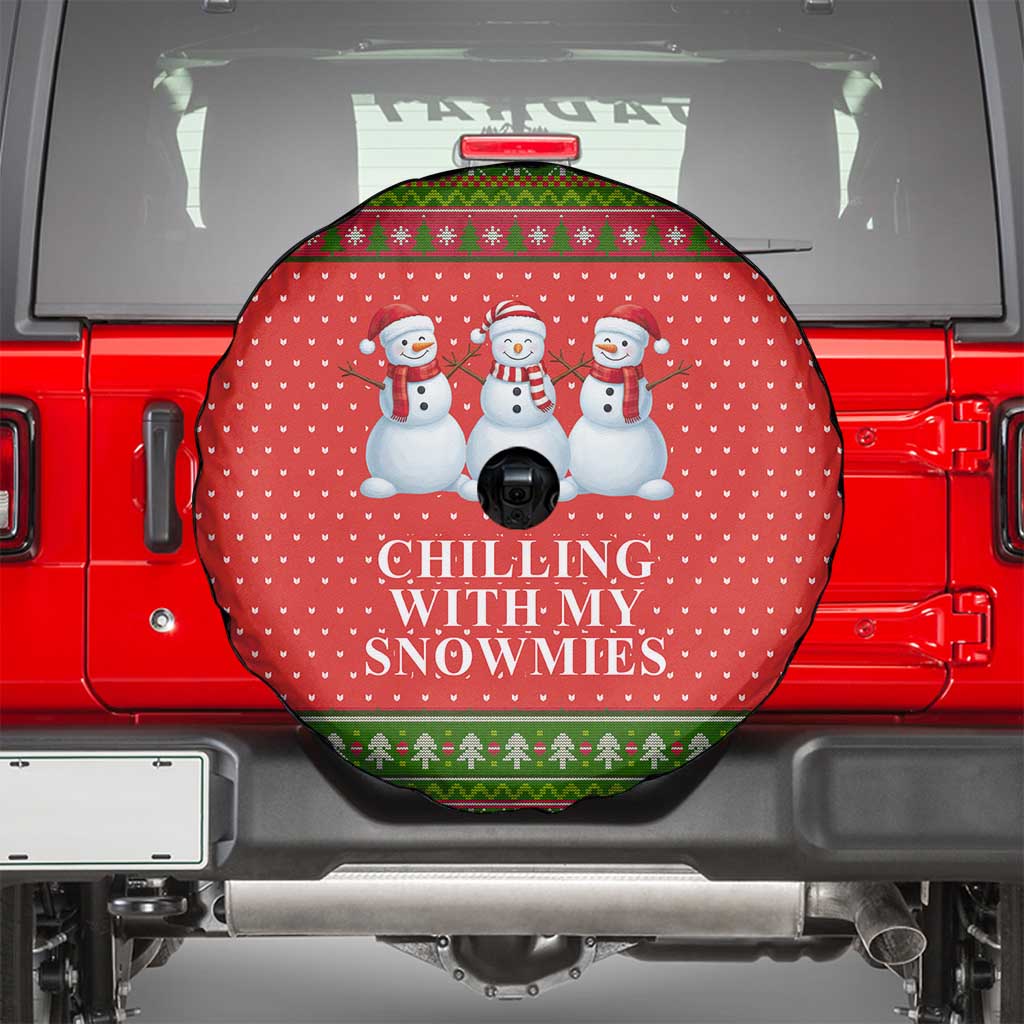 Chilling With My Snowmies Christmas Spare Tire Cover Xmas Holiday Patterns - Wonder Print Shop