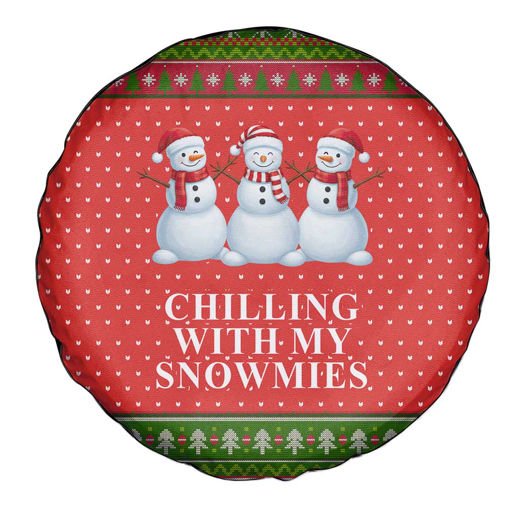Chilling With My Snowmies Christmas Spare Tire Cover Xmas Holiday Patterns - Wonder Print Shop