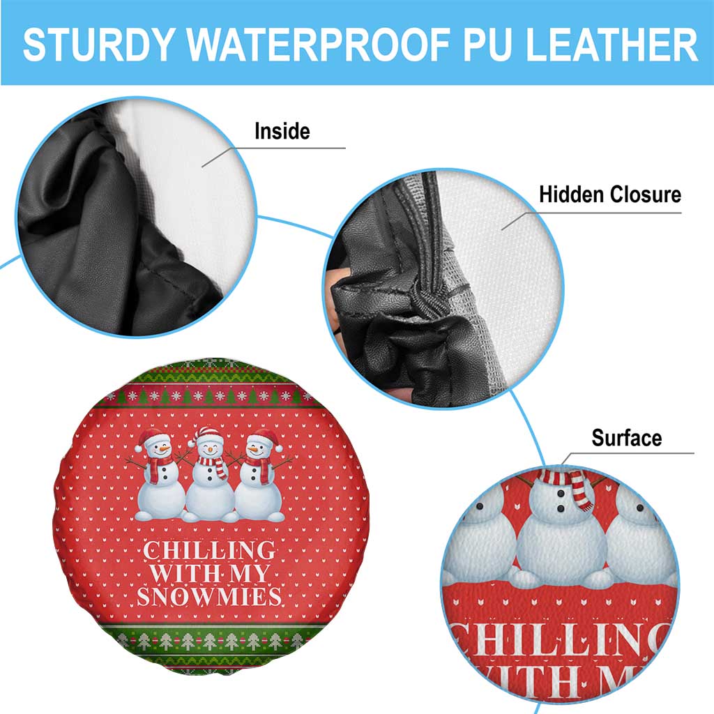 Chilling With My Snowmies Christmas Spare Tire Cover Xmas Holiday Patterns - Wonder Print Shop