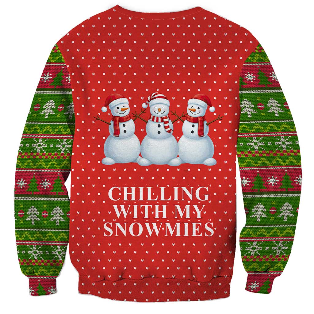 Chilling With My Snowmies Christmas Sweatshirt Xmas Holiday Patterns - Wonder Print Shop