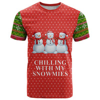 Chilling With My Snowmies Christmas T Shirt Xmas Holiday Patterns - Wonder Print Shop