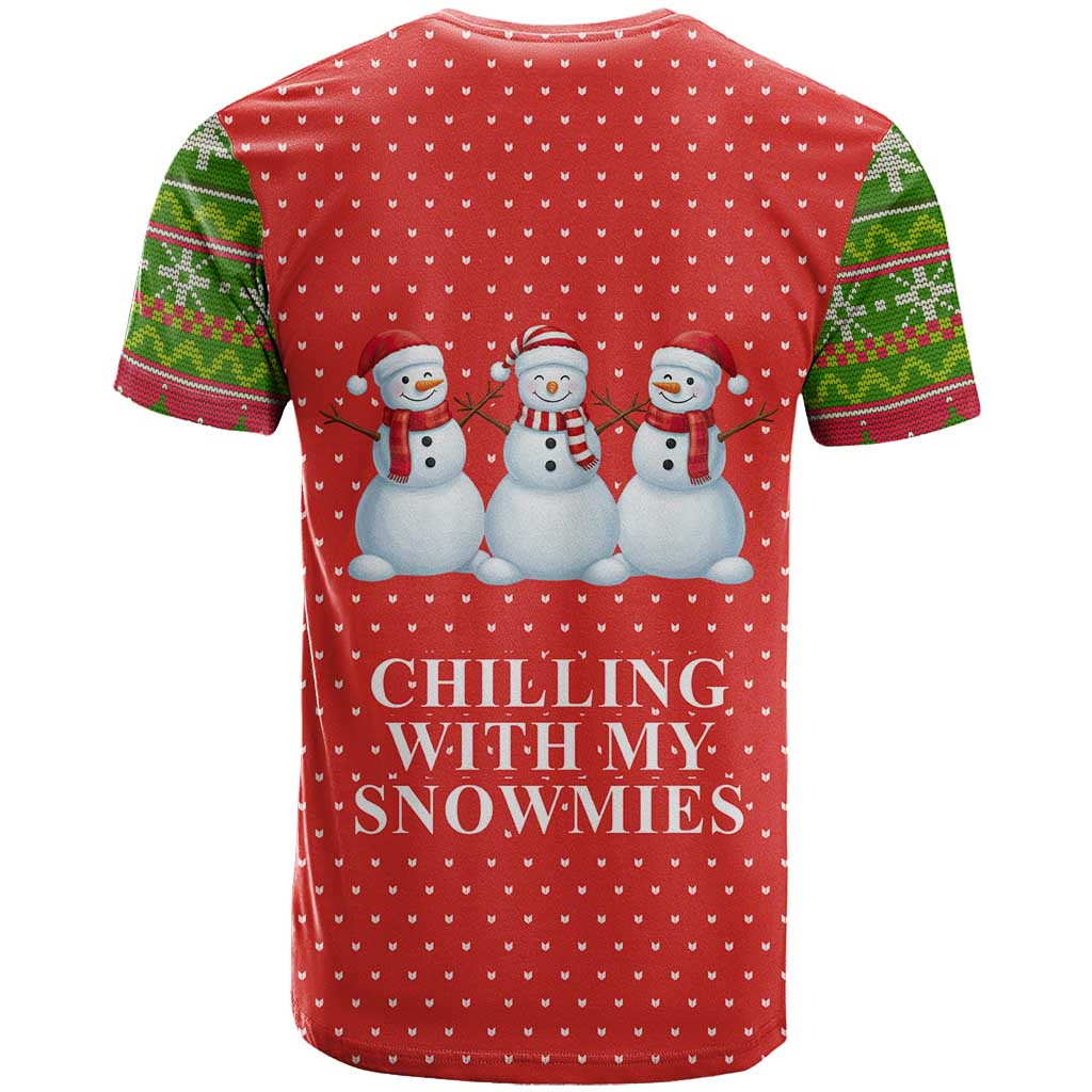 Chilling With My Snowmies Christmas T Shirt Xmas Holiday Patterns - Wonder Print Shop