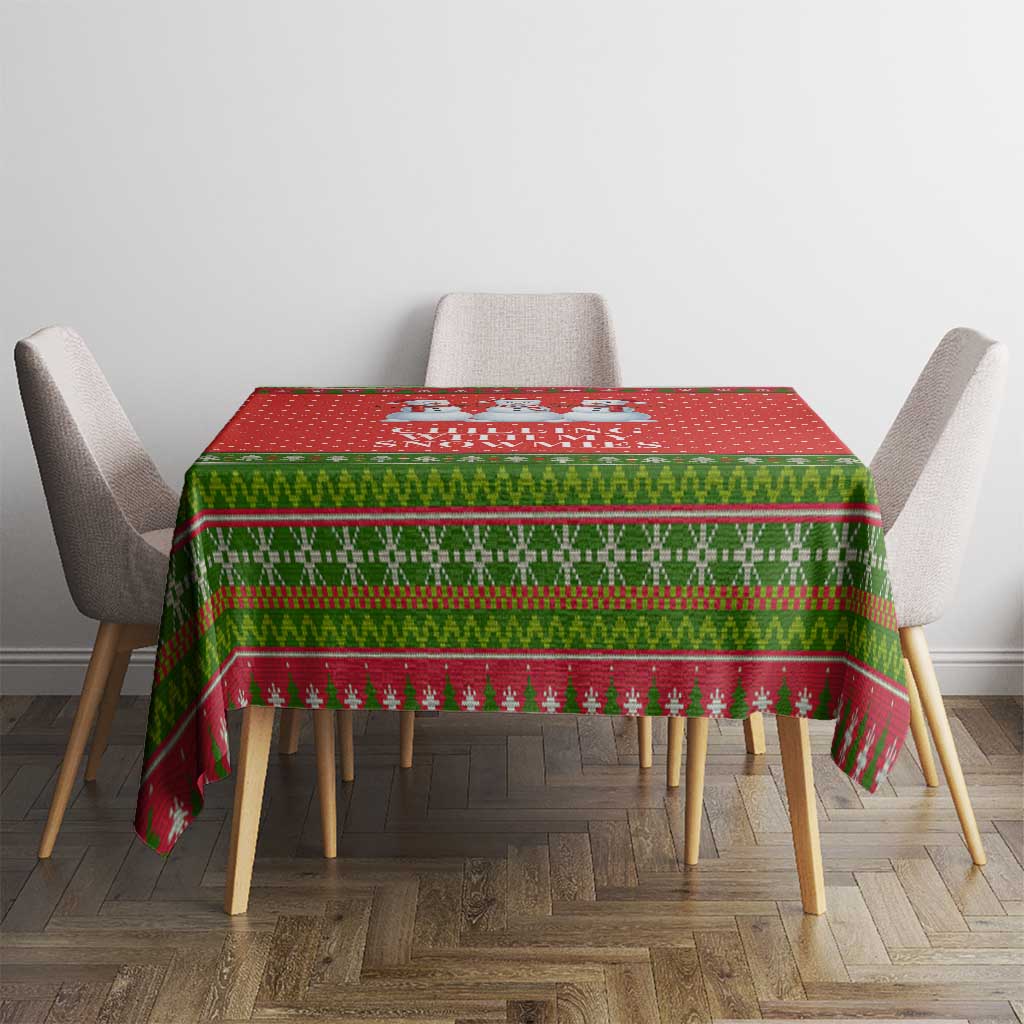 Chilling With My Snowmies Christmas Tablecloth Xmas Holiday Patterns - Wonder Print Shop