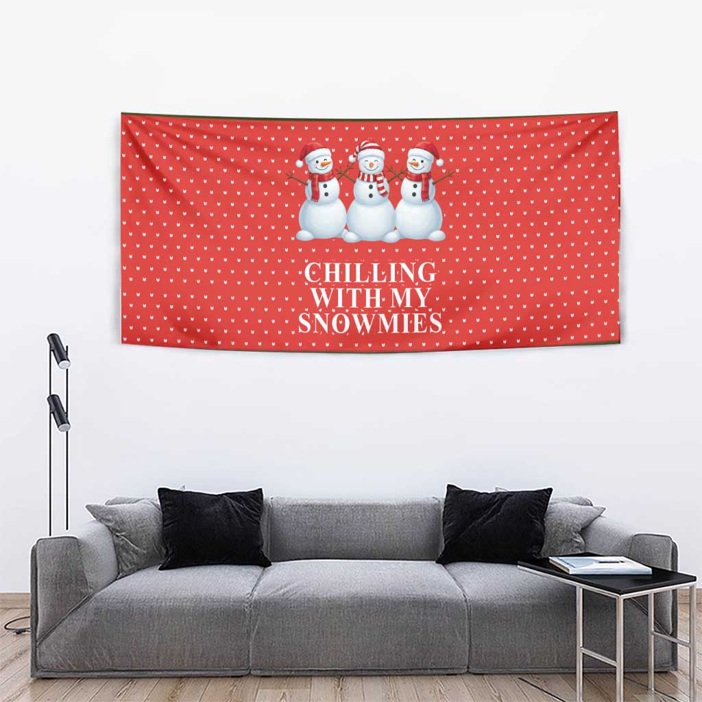 Chilling With My Snowmies Christmas Tapestry Xmas Holiday Patterns - Wonder Print Shop