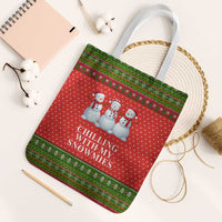 Chilling With My Snowmies Christmas Tote Bag Xmas Holiday Patterns - Wonder Print Shop