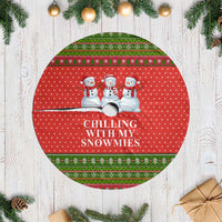 Chilling With My Snowmies Christmas Tree Skirt Xmas Holiday Patterns - Wonder Print Shop