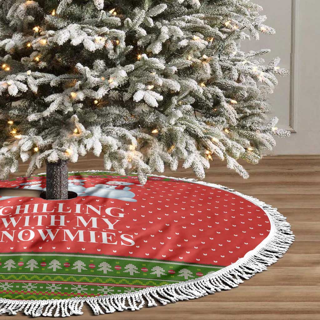 Chilling With My Snowmies Christmas Tree Skirt Xmas Holiday Patterns - Wonder Print Shop