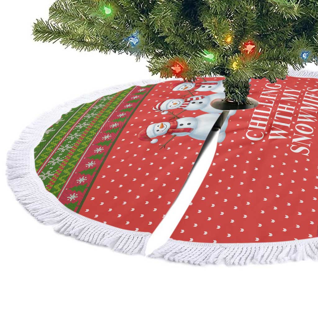 Chilling With My Snowmies Christmas Tree Skirt Xmas Holiday Patterns - Wonder Print Shop