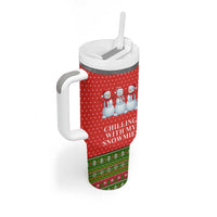 Chilling With My Snowmies Christmas Tumbler With Handle Xmas Holiday Patterns - Wonder Print Shop