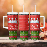 Chilling With My Snowmies Christmas Tumbler With Handle Xmas Holiday Patterns - Wonder Print Shop