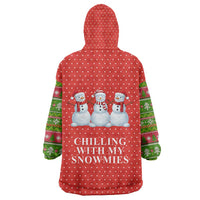 Chilling With My Snowmies Christmas Wearable Blanket Hoodie Xmas Holiday Patterns - Wonder Print Shop