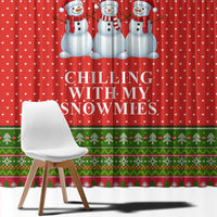 Chilling With My Snowmies Christmas Window Curtain Xmas Holiday Patterns - Wonder Print Shop