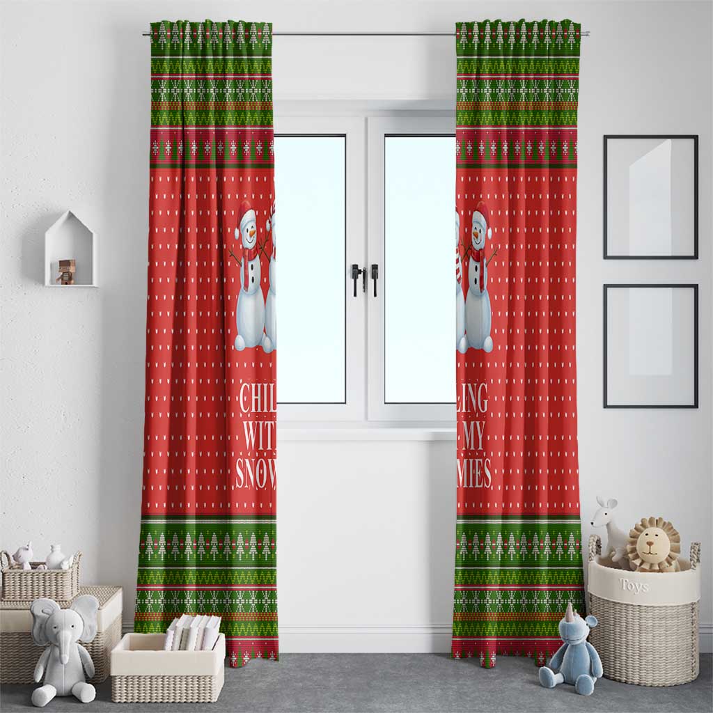 Chilling With My Snowmies Christmas Window Curtain Xmas Holiday Patterns - Wonder Print Shop