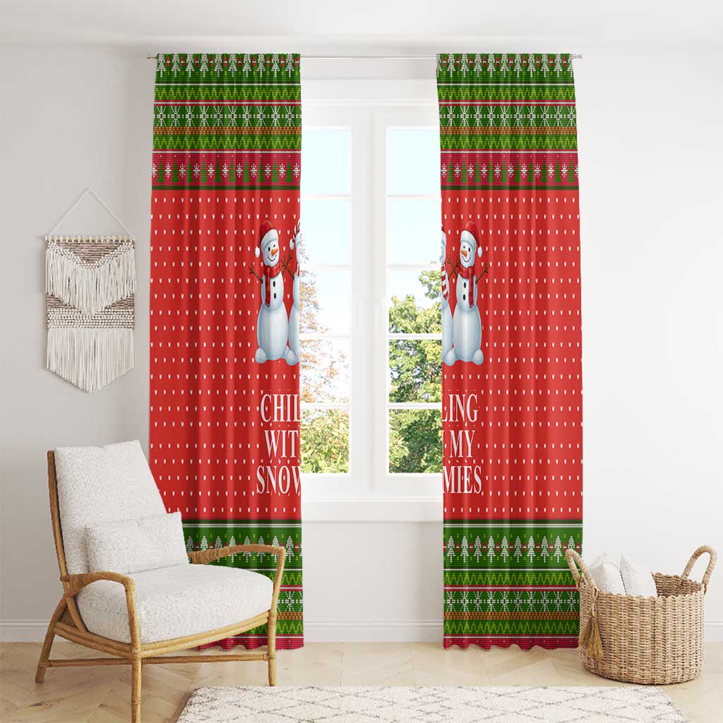 Chilling With My Snowmies Christmas Window Curtain Xmas Holiday Patterns - Wonder Print Shop
